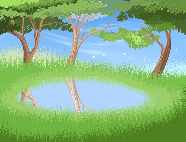 Lac en forêt — Image vectorielle