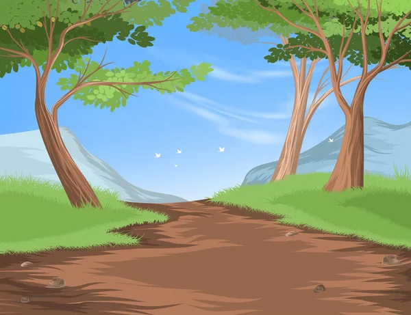 Vecteur de scène de sentier de randonnée — Image vectorielle