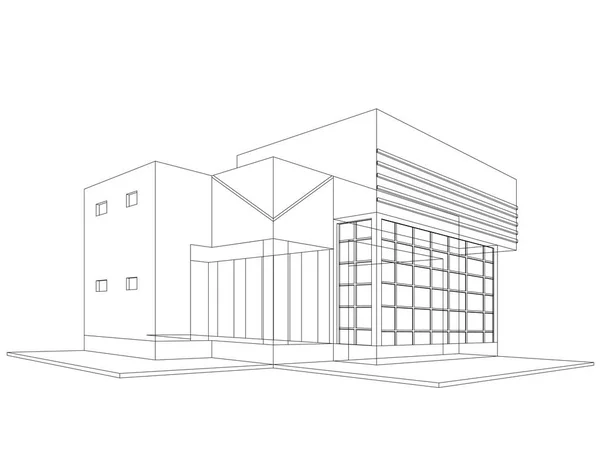 新房子模型线框 — 图库矢量图片