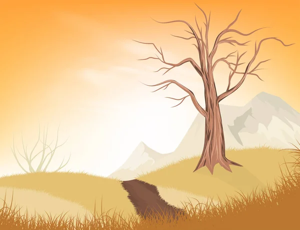 Vecteur de scène arbre sec — Image vectorielle
