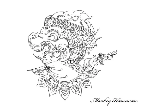 Mono Hanuman vector dibujo a mano — Archivo Imágenes Vectoriales