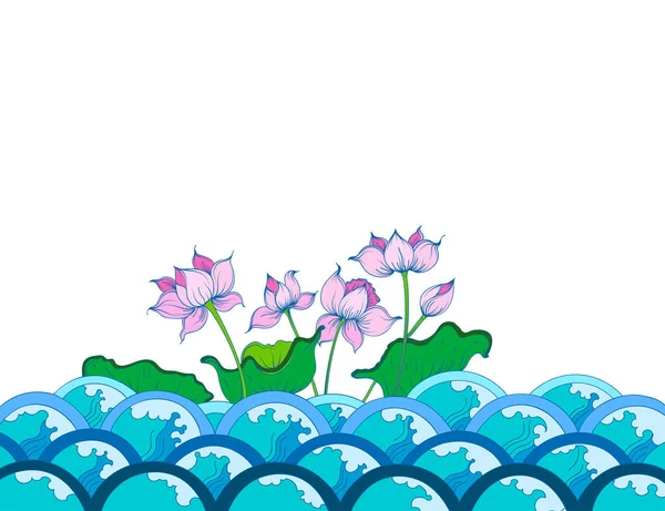 Colors lotus flowers art pattern — Stock Vector