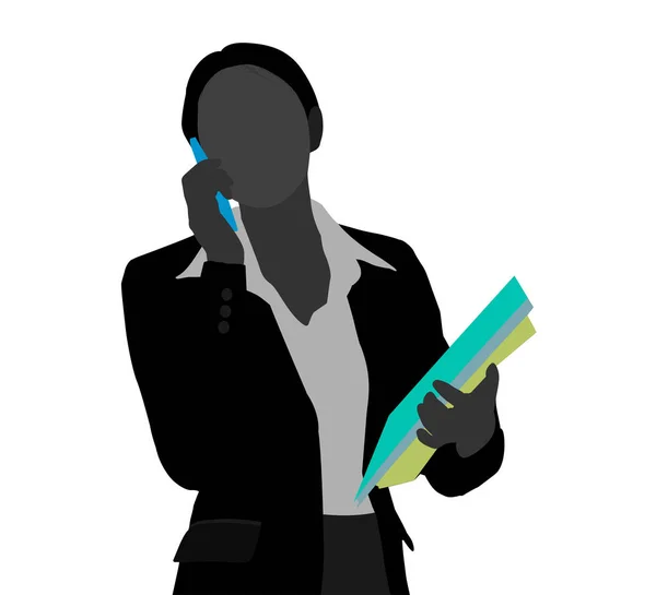 Kobieta biznesu za pomocą jej telefon komórkowy na białym — Wektor stockowy