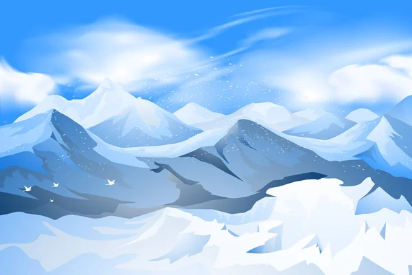 Montanhas pico e neve cena vetor — Vetor de Stock