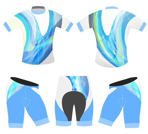 Αθλητισμός ποδηλάτων ένδυσης στυλ μπλε χρώματα — Διανυσματικό Αρχείο