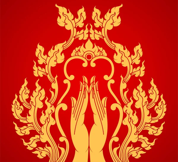 Main d'or avec motif de flore — Image vectorielle