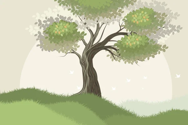 Escena del árbol naturaleza paisaje — Vector de stock