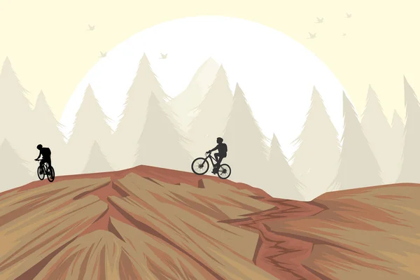 Mountain bike in collina — Vettoriale Stock