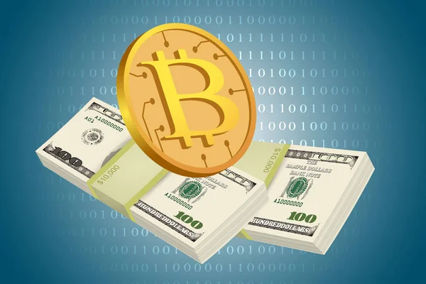 Bitcoin Anvendte Amerikanske Dollar Finansielle Begreper Vektorteknologi Abstrakt Bakgrunn – stockvektor