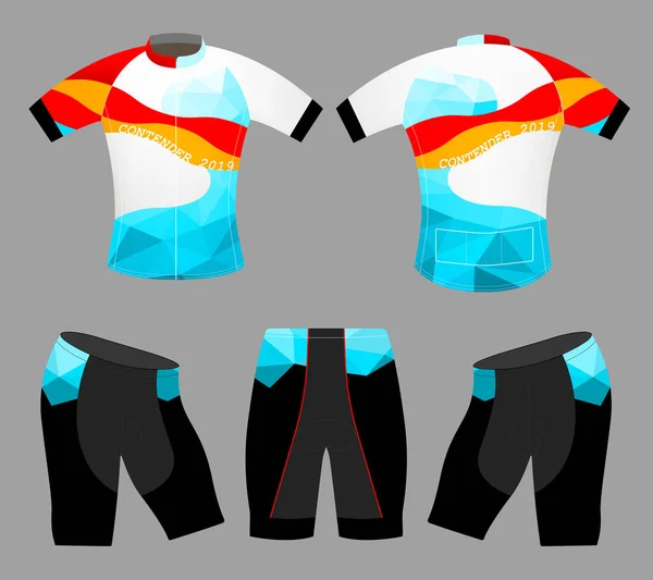 Deportes Baja Poli Colores Camiseta Vector Ciclismo Chaleco Diseño Sobre — Archivo Imágenes Vectoriales