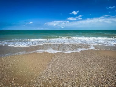 Tropical island ocean wave and blue sky nature seascape backgrounds
