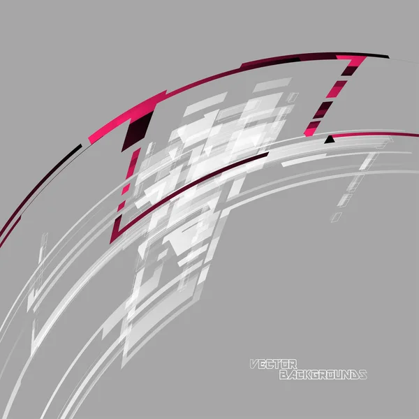 Mouvement Géométrique Incurvé Abstrait Sur Fond Écran Vectoriel Gris — Image vectorielle
