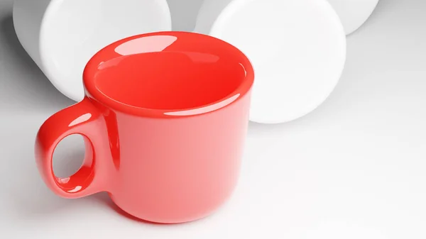 Red Cup Coffee Ceramic Scene Illustration Wallpaper Backgrounds — Stock Photo, Image