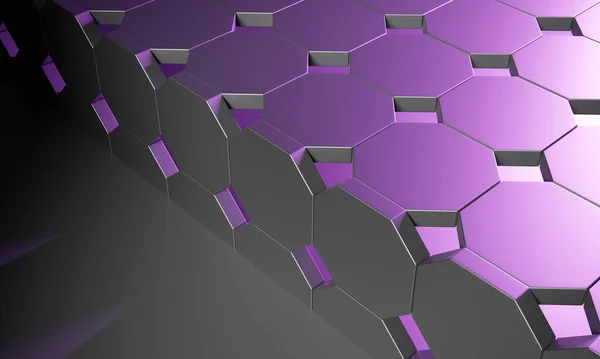 Forma Geometría Octágono Abstracta Con Iluminación Púrpura Renderizado Fondo Pantalla — Foto de Stock