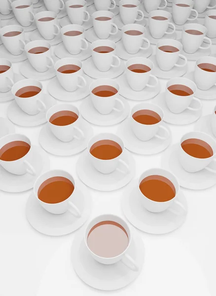 Ceramiczne Filiżanka Kawy Rzędzie Renderowania Tapety Tło — Zdjęcie stockowe