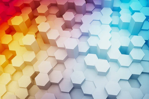 Arte degradado colorido de fondo de mosaico hexágono y fondo de pantalla. renderizado 3d . —  Fotos de Stock