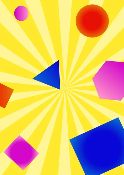 Gelber Blitzhintergrund mit hellen Geometrieelementen. Vektorillustration. — Stockvektor