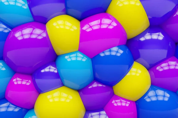 Glanz Hintergrund von Gummibällen. 3D-Darstellung. — Stockfoto
