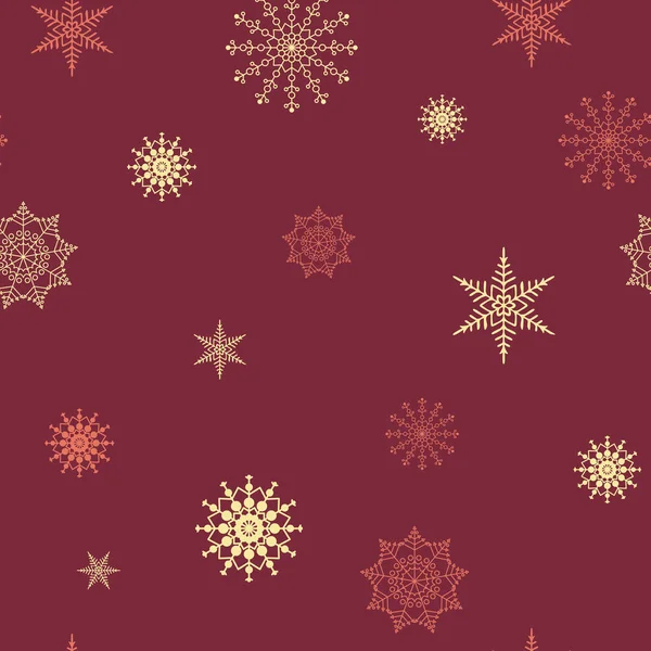Διαφορετικό μοτίβο νιφάδες χιονιού σε καφέ φόντο. Εικονογράφηση διάνυσμα. — Διανυσματικό Αρχείο