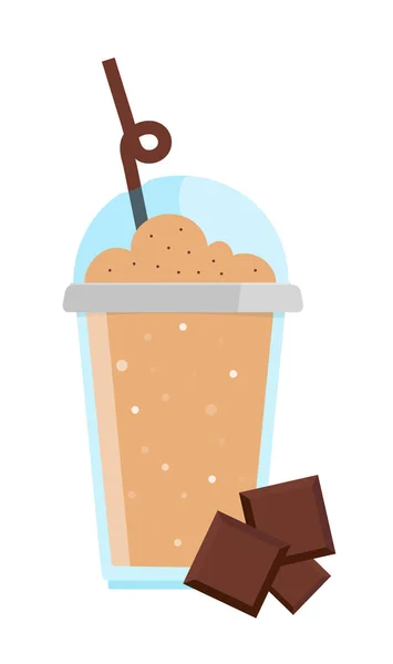 Café banane appétissant avec crème glacée sur une tasse avec paille et capuchon. Illustration vectorielle . — Image vectorielle