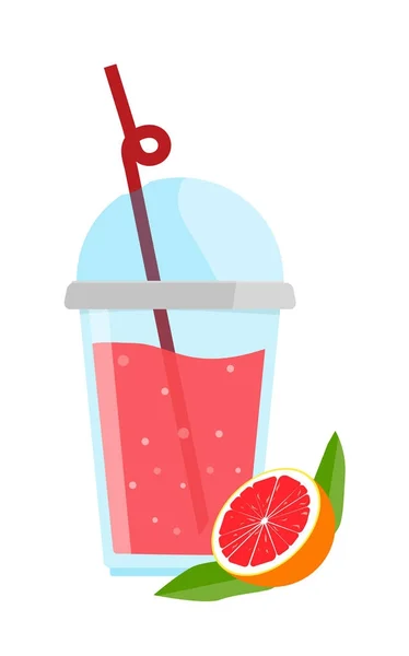 Accrochage pamplemousse Fruto Chino dans une tasse avec une paille. Illustration vectorielle . — Image vectorielle