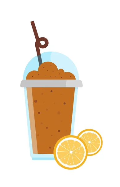 Café orange aromatique dans une tasse avec une paille. Illustration vectorielle . — Image vectorielle