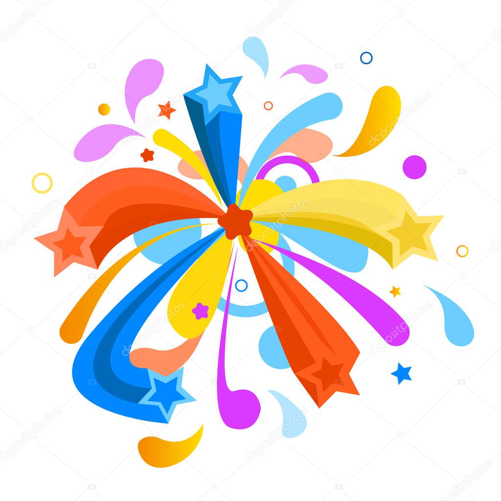 Modern abstract spray on the white background. Explosion creativity set. Vector Illustration. 