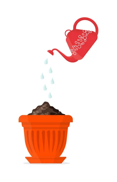 Vectorillustratie Van Een Priming Een Oranje Pot — Stockvector