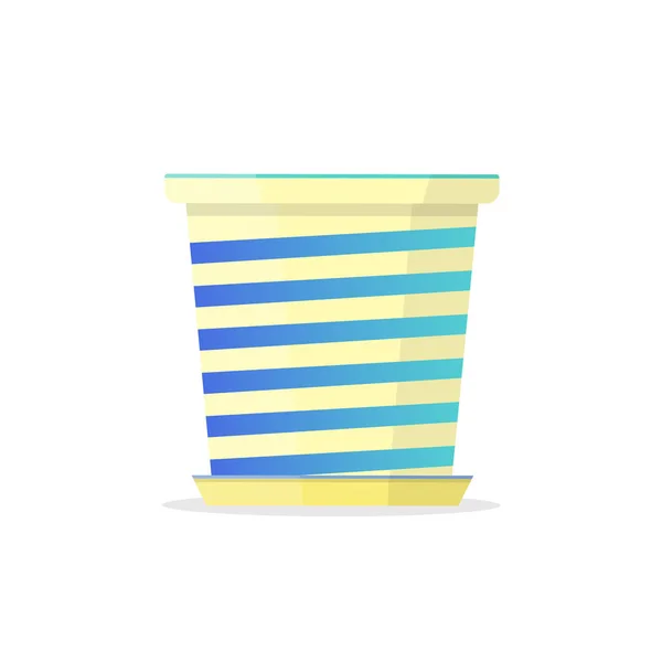 Beau Pot Rayé Blanc Bleu Illustration Vectorielle — Image vectorielle