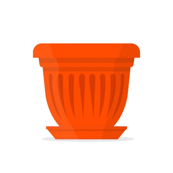 Grand Pot Fleurs Orange Argile Illustration Vectorielle — Image vectorielle