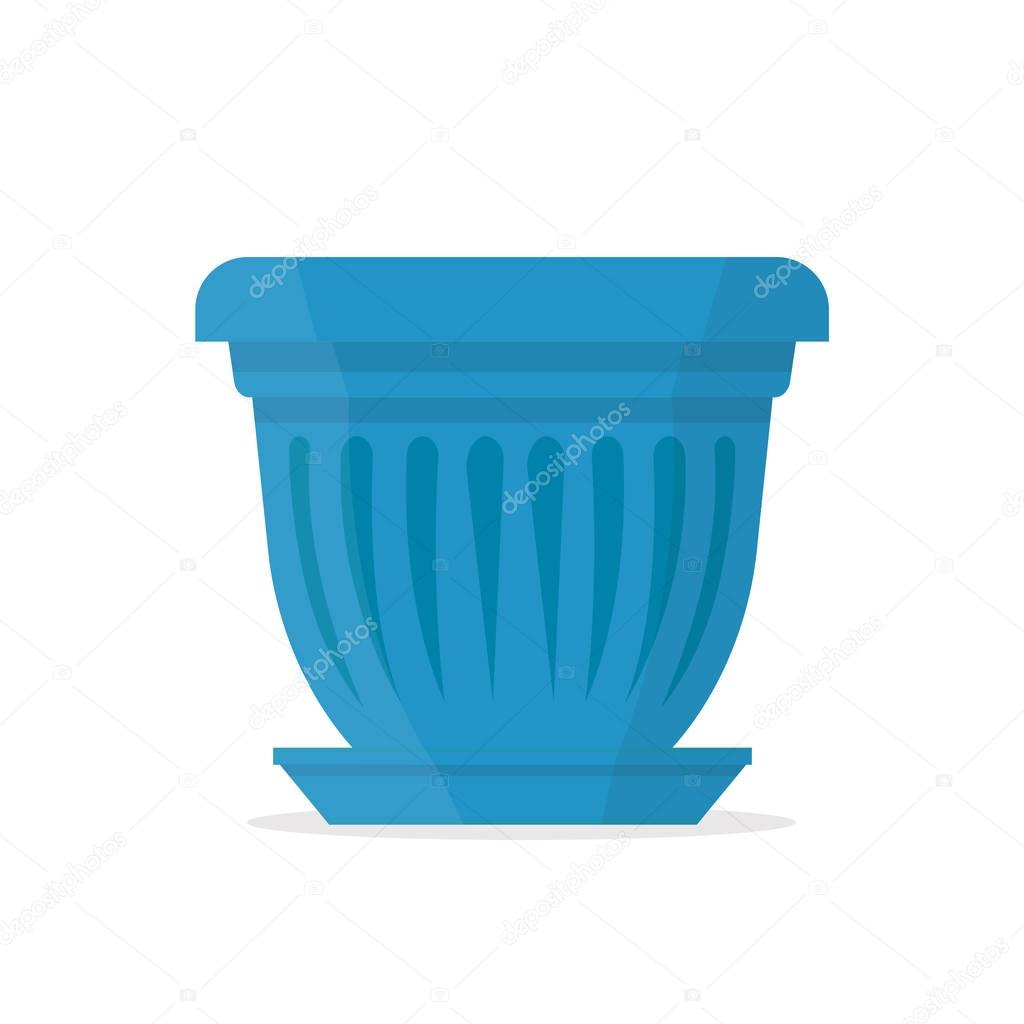 Luxurious blue pot in the form of a tulip. Vector Illustration.