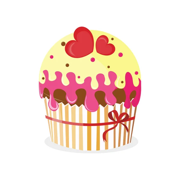 Színes vektor krémes cupcake és a csokoládé csepp. — Stock Vector