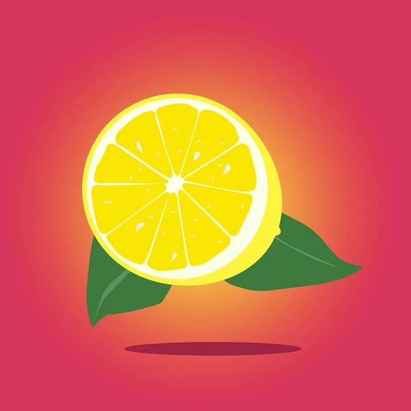 Половина стиглого лимона на рожевому фоні. Векторна ілюстрація . — стоковий вектор