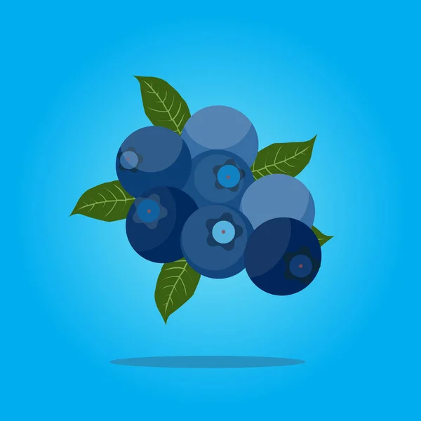 Vector Bunch of fresh racy bilberry on blue background . - Stok Vektor