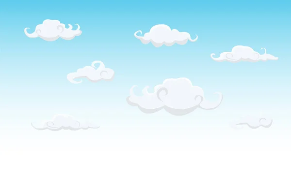 Schoonheid vector wolken op blauwe hemel. Spel activa. — Stockvector