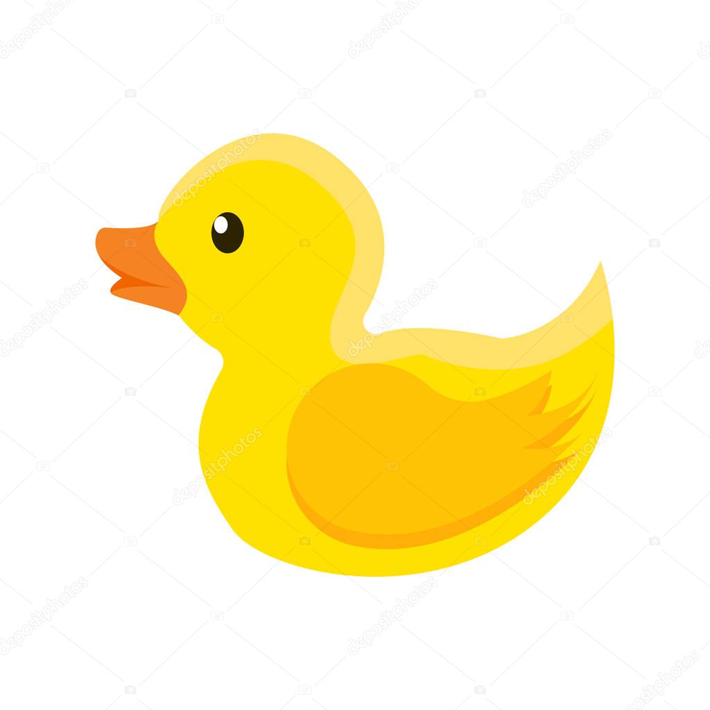 Charming rubber ducky for a bathroom. Vector Illustration. 