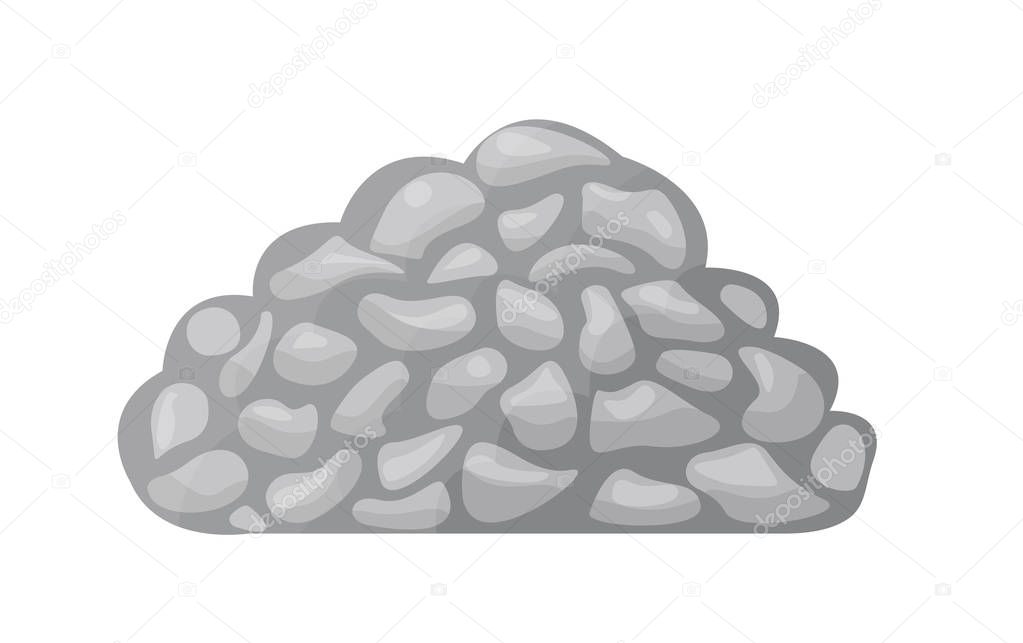 Cartoon vector pile of grey boulders and rocks. Game asset.