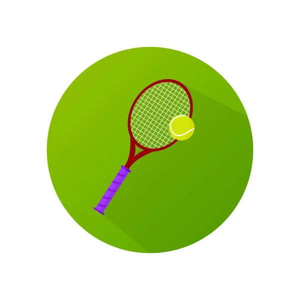 Raquette de tennis design plat avec icône de vecteur de balle . — Image vectorielle