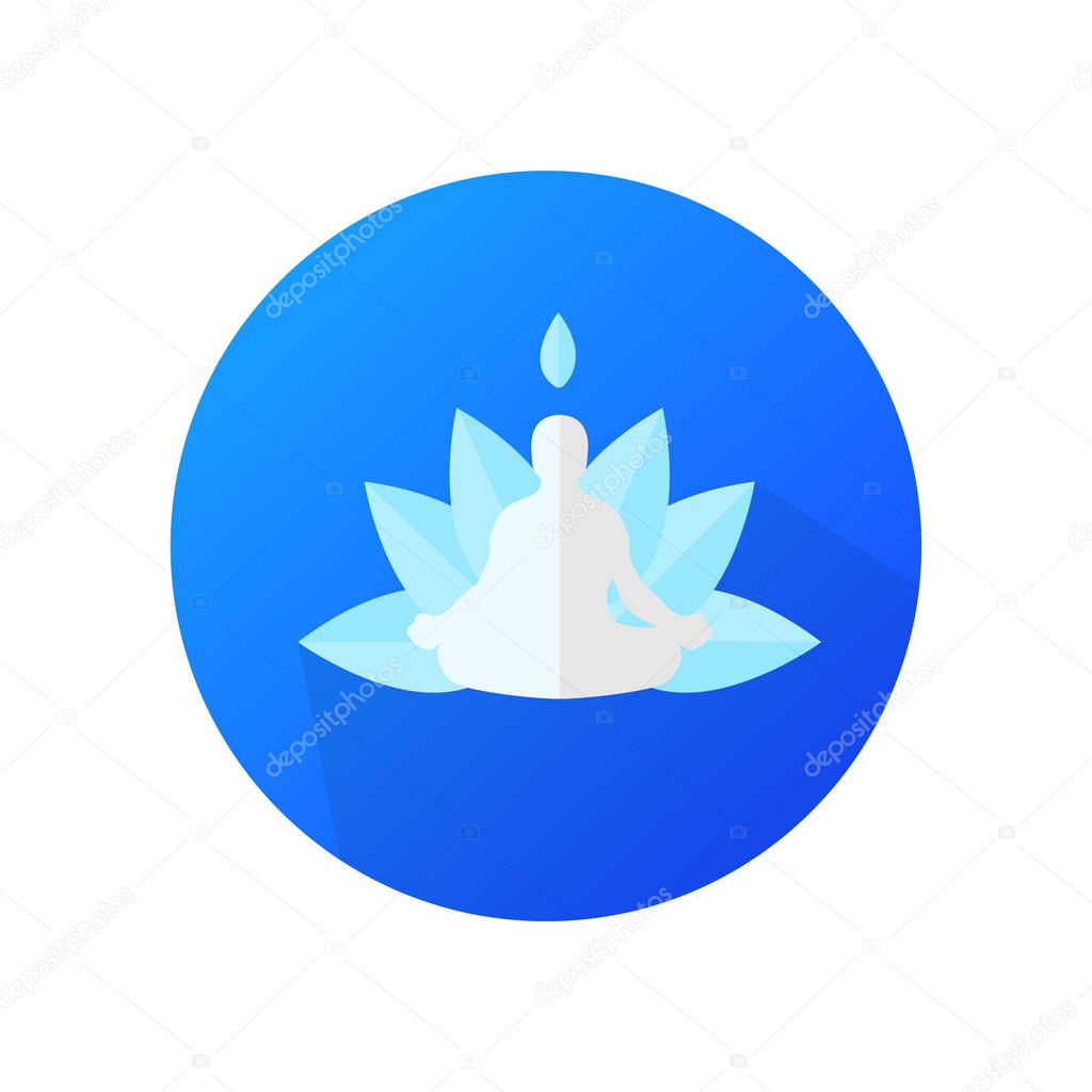 Flat design of yoga on blue background vector icon.