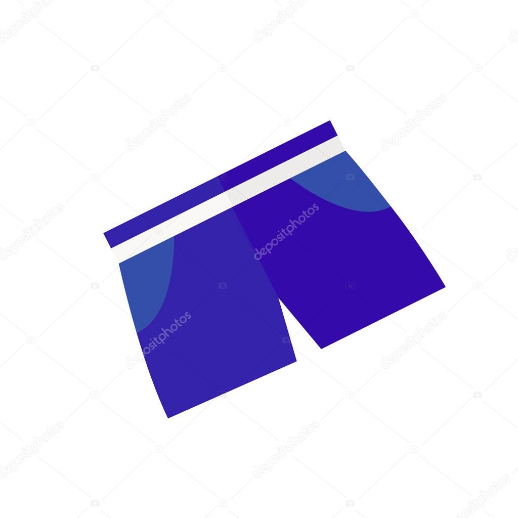 Blue sport shorts icon on the white background. Vector illustration.