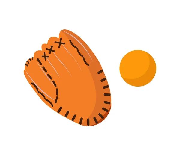 Baseball handske med bollen vektorillustration på den vita bakgrunden. — Stock vektor