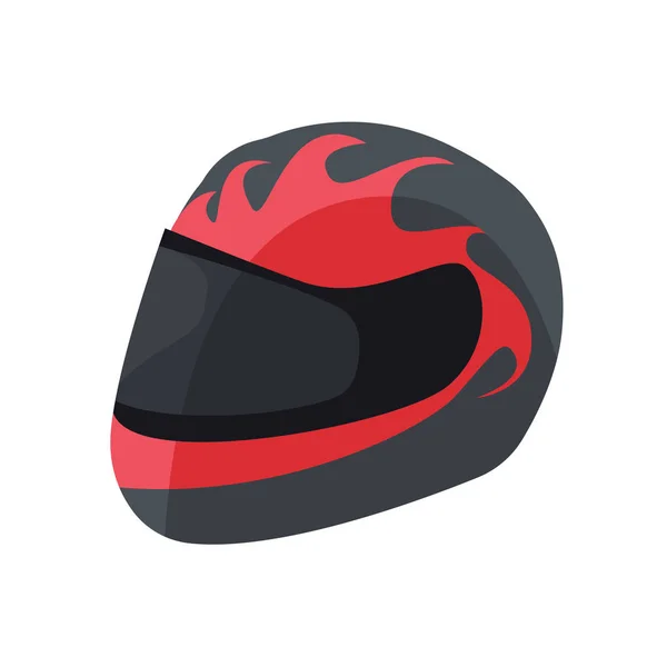 Casco de moto fresco con fuego y visor icono en el fondo blanco. Ilustración vectorial . — Archivo Imágenes Vectoriales