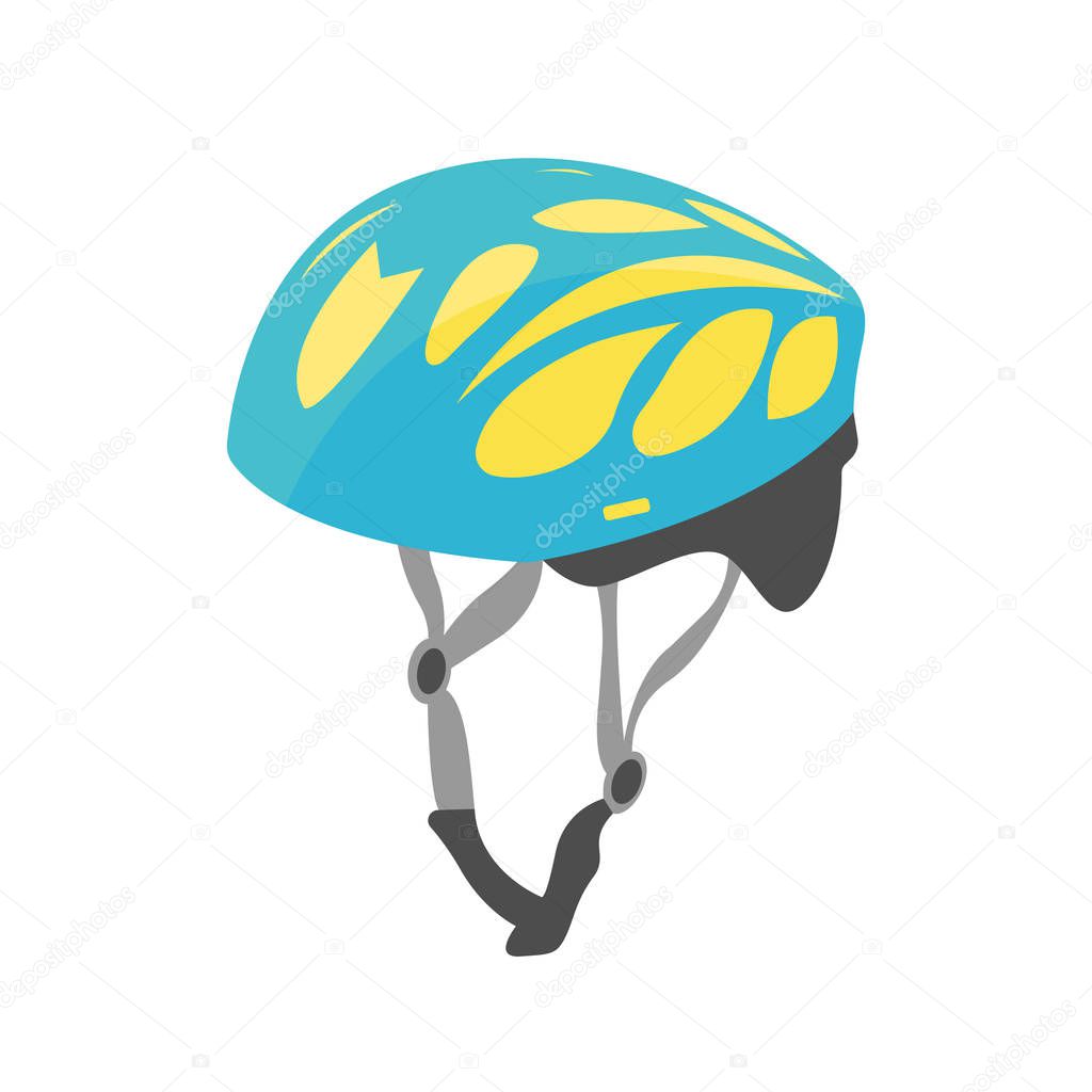Bright bicycle helmet vector illustration on the white background.