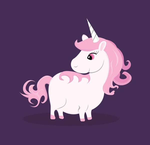 Ilustración vectorial de animales de dibujos animados de unicornio. Lindo personaje rosa para niño juego . — Vector de stock