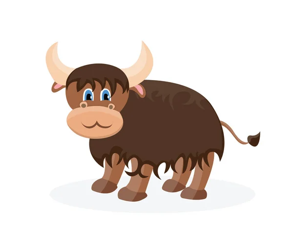 Vector yak personaggio dei cartoni animati. Illustrazione carina per libro bambino . — Vettoriale Stock