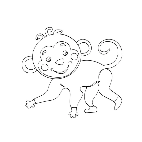 Małpa uśmiech zwierzę. Ilustracja wektorowa konspektu. — Wektor stockowy