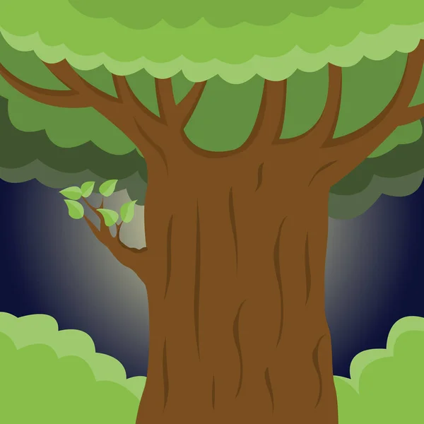 Gran primer plano de árbol fuerte. Ilustración vectorial . — Vector de stock