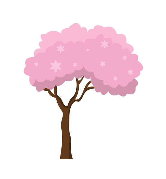 Arbre à couronne rose fantastique isolé sur le fond blanc. Illustration vectorielle . — Image vectorielle