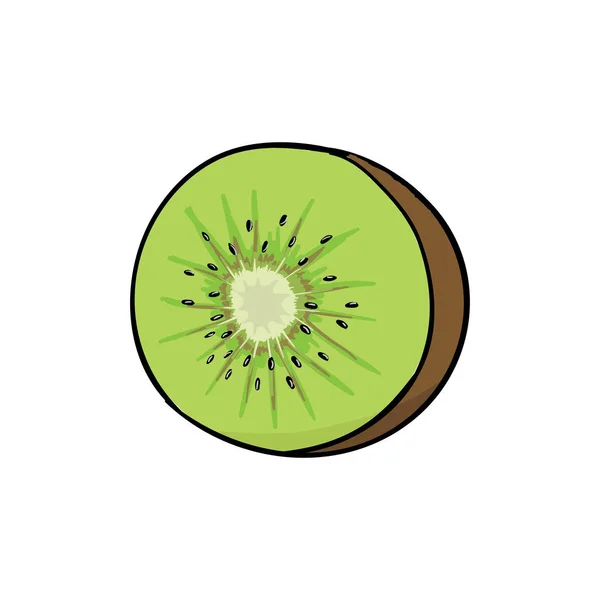 Setengah dari kiwi mentah segar. Ilustrasi vektor . - Stok Vektor