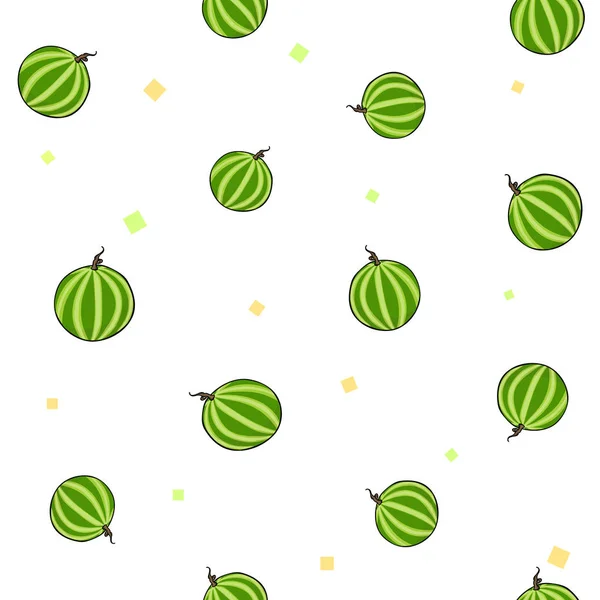 Pattern set of juicy sweet watermelons on yellow background. Vector illustration. — Stock Vector